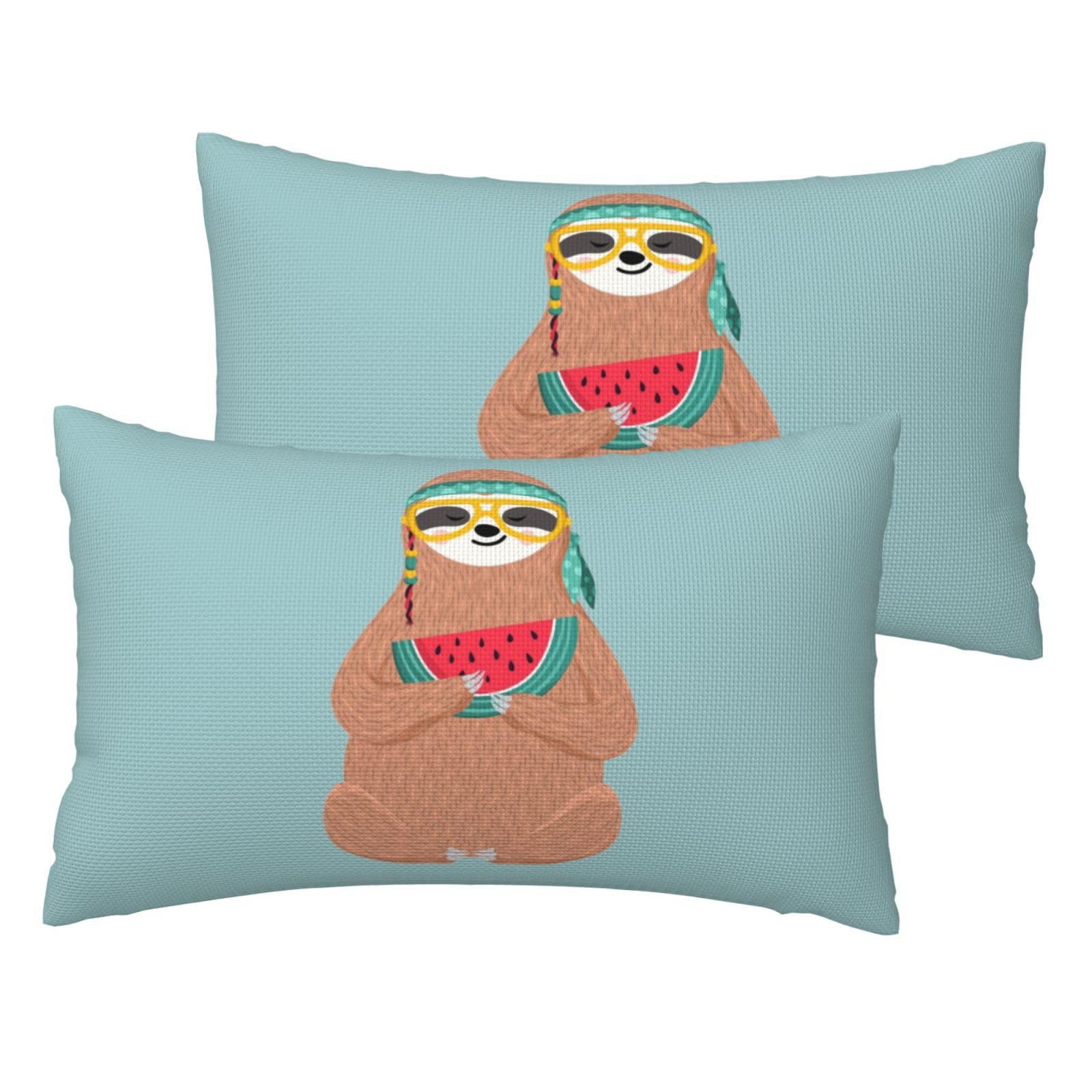 Taies d'oreiller imitation lin imprimé paresseux lot de 2 pour décoration de chambre moderne