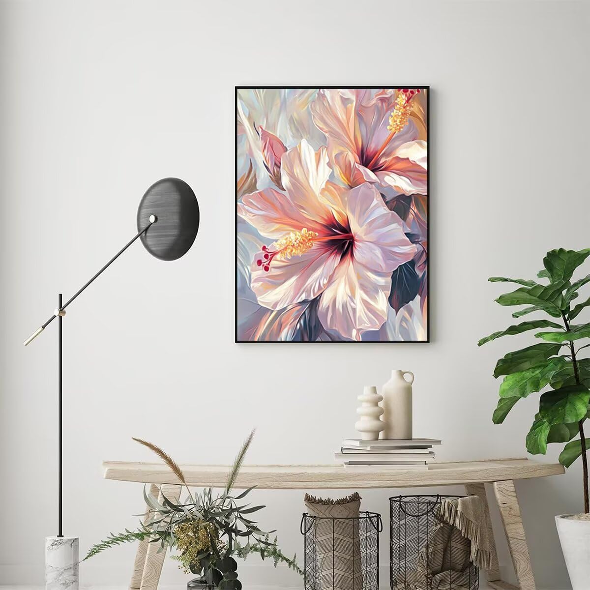 Dipingere con i Numeri Fiore, Paint by Numbers Adulti Pianta, Fai da te Creativi Adulti Quadri da Dipingere Numerati Kit per Decorazione Della Parete di Casa, Regalo 80x110 cm Senza Cornice 67-W
