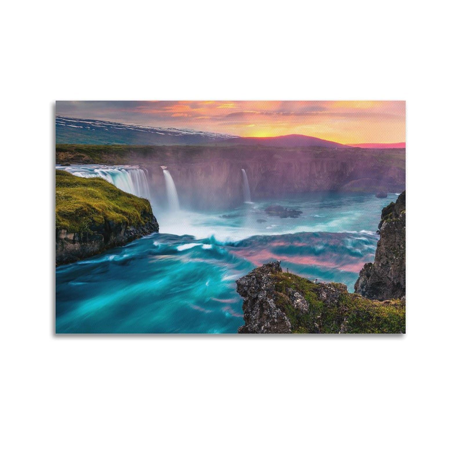 CPGLJD Scenery Poster Waterfall by Mountains Poster Decorative Painting Canvas Wall Posters And Art Picture Print Modern Family Bedroom Decor Posters 20x30inch(50x75cm)