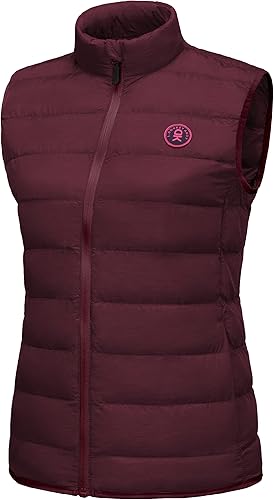 Little Donkey Andy Women's Lightweight Puffer Vest Outerwear Winter Warm Sleeveless Jacket for Casual Travel Golf Hiking Dark Red XL
