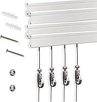 NACETURE Picture Rail Hanging System Kit - 4x 24" Aluminum Rails, 2M Adjustable Hooks - Damage-Free Gallery Wall Art Hanger