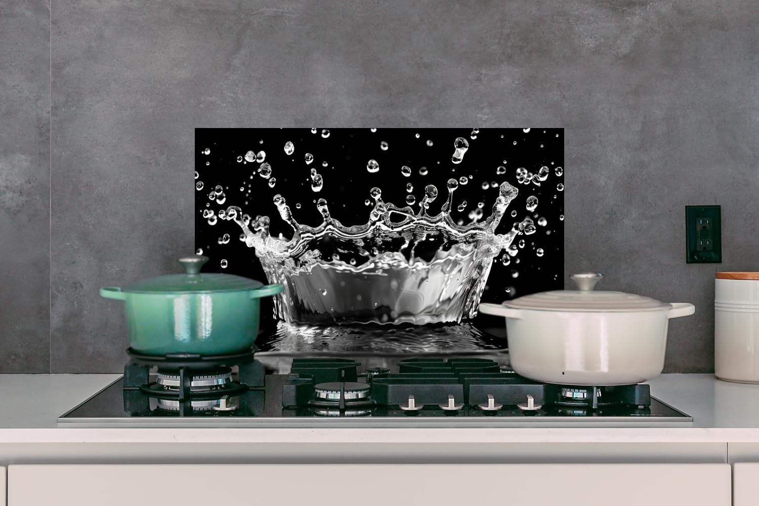 KitchenYeah© Crédence Cuisine 70x50 cm Aluminium Accessoire Déco Protège Mur Plaque Protection Anti Éclaboussure Évier Eau - Noir - Abstrait