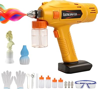 Touch Up Spray Gun for Dewalt 20V Max Battery No Battery, Portable Handheld Airbrush with 3 Nozzles0.3/0.5/0.8mm, 2 Paint Storage Bottles1.7/3.4oz, Idea for Model Coloring Car DIY Projects
