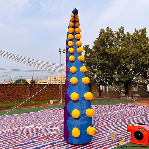 Miniatura 7 de Vinfgoes Tentáculo gigante de pulpo inflable de 12 pies, brazo de pulpo, patas de pulpo con soplador para Halloween, eventos al aire libre,