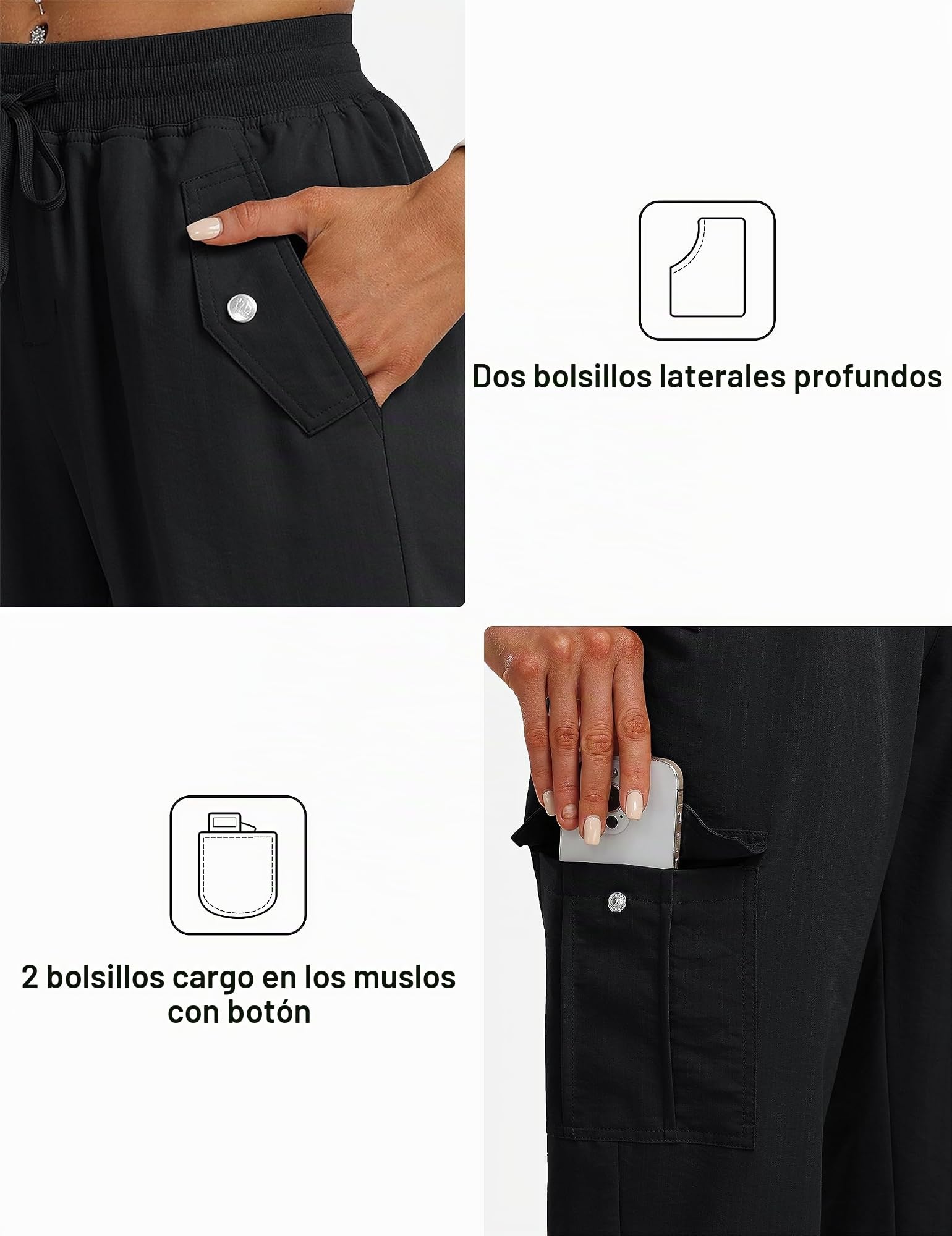 JINSHI Pantalones Cargo Mujer Jogger Pantalón Ligero Transpirable Pantalones de Senderismo Deportes Acampada Trekking con Multibolsillos