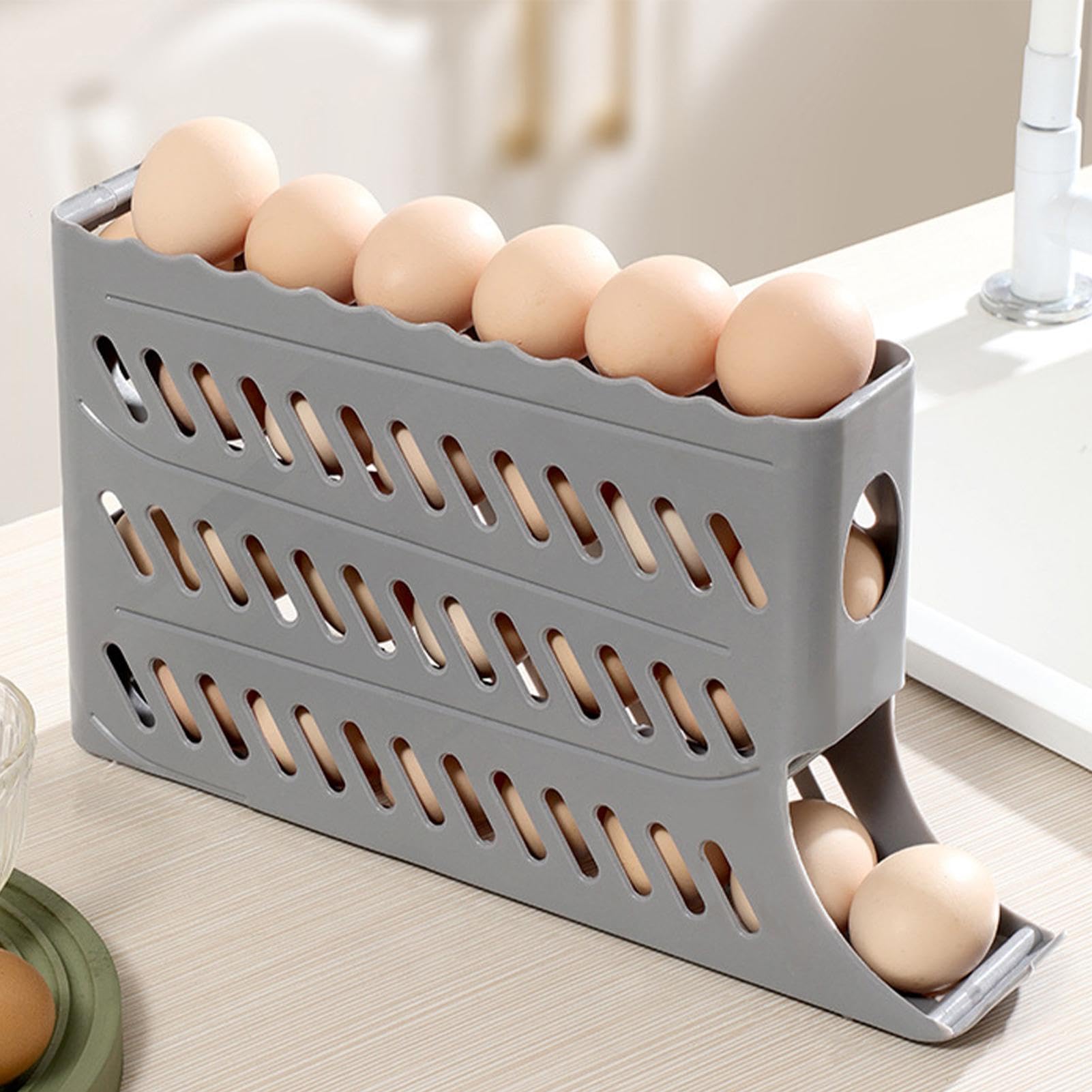 Portauova Per Frigorifero MIUUIPI - Dispenser Per 17 Uova, Pieghevole E Inclinato In Materiale PTE (Giallo) - Foto 13