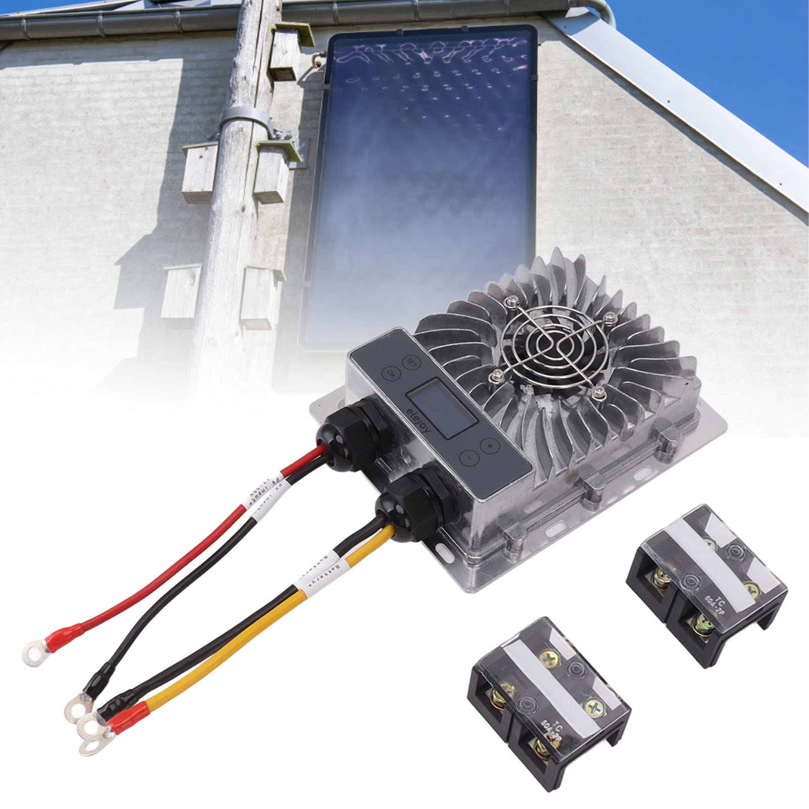 Hyuduo Regolatore di Carica Solare, Regolatore del Pannello Solare MPPT da 600 W Ingresso Regolabile da 10 a 30 V con Display LCD, Protezione da Sovracorrente per la Ricarica della Batteria Fuori
