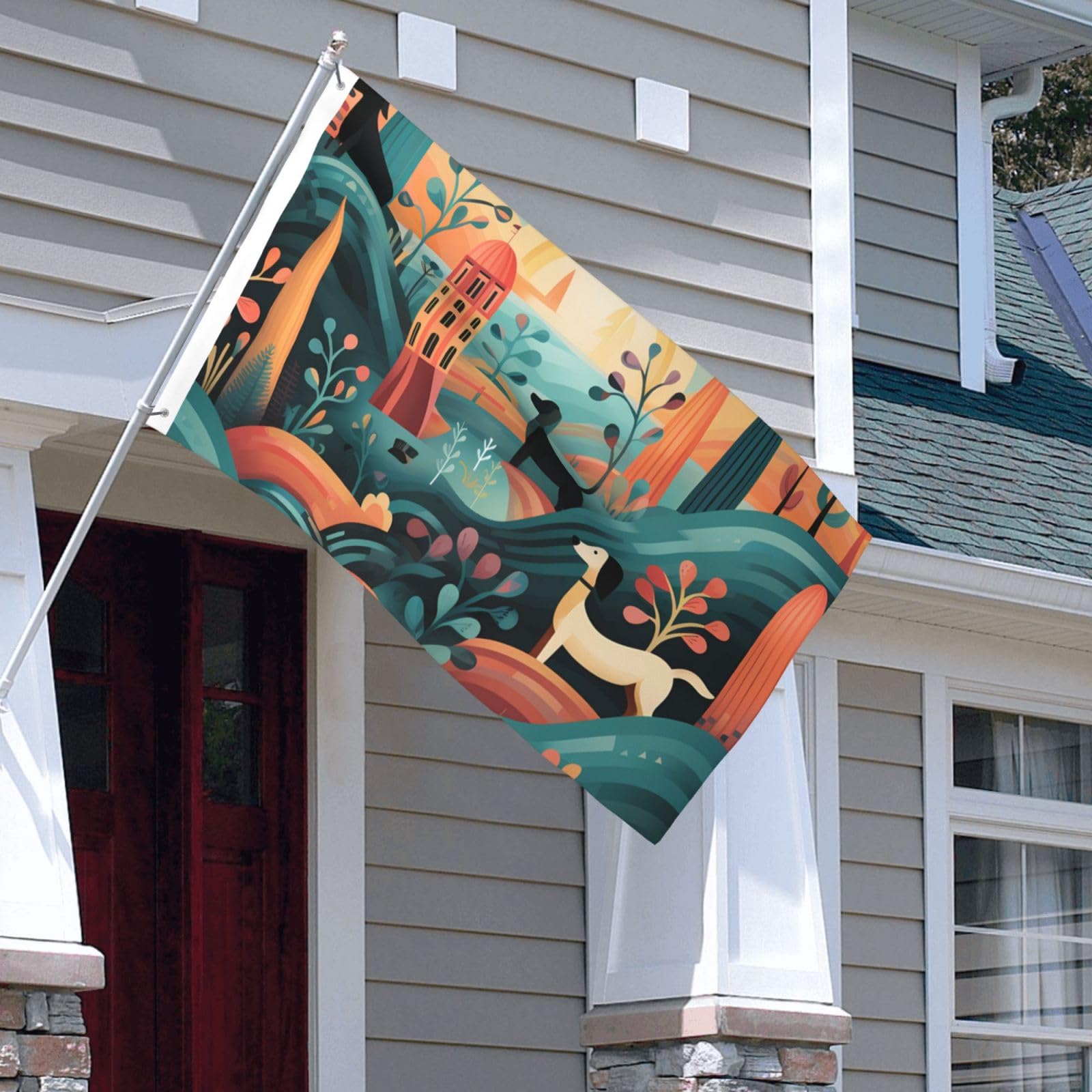 Oaieltj Drapeaux Durables De Chiot Farfelu De 9,5 X 1,5 M, Bannière Extérieure De Jardin, De Terrasse, Drapeaux Imprimés Double Face, Drapeaux D 'intérieur De Vacances De Fête 3by5