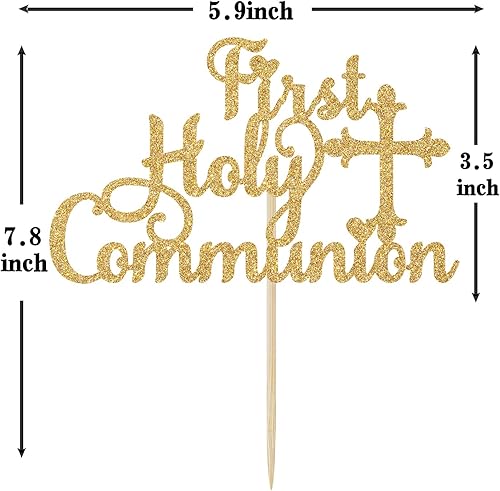Miniatura 5 de Ferastar Decoración para pastel de primera comunión, Dios bendiga a este niño, baby shower, cumpleaños de niños, boda, bautizo, decoración de fiesta