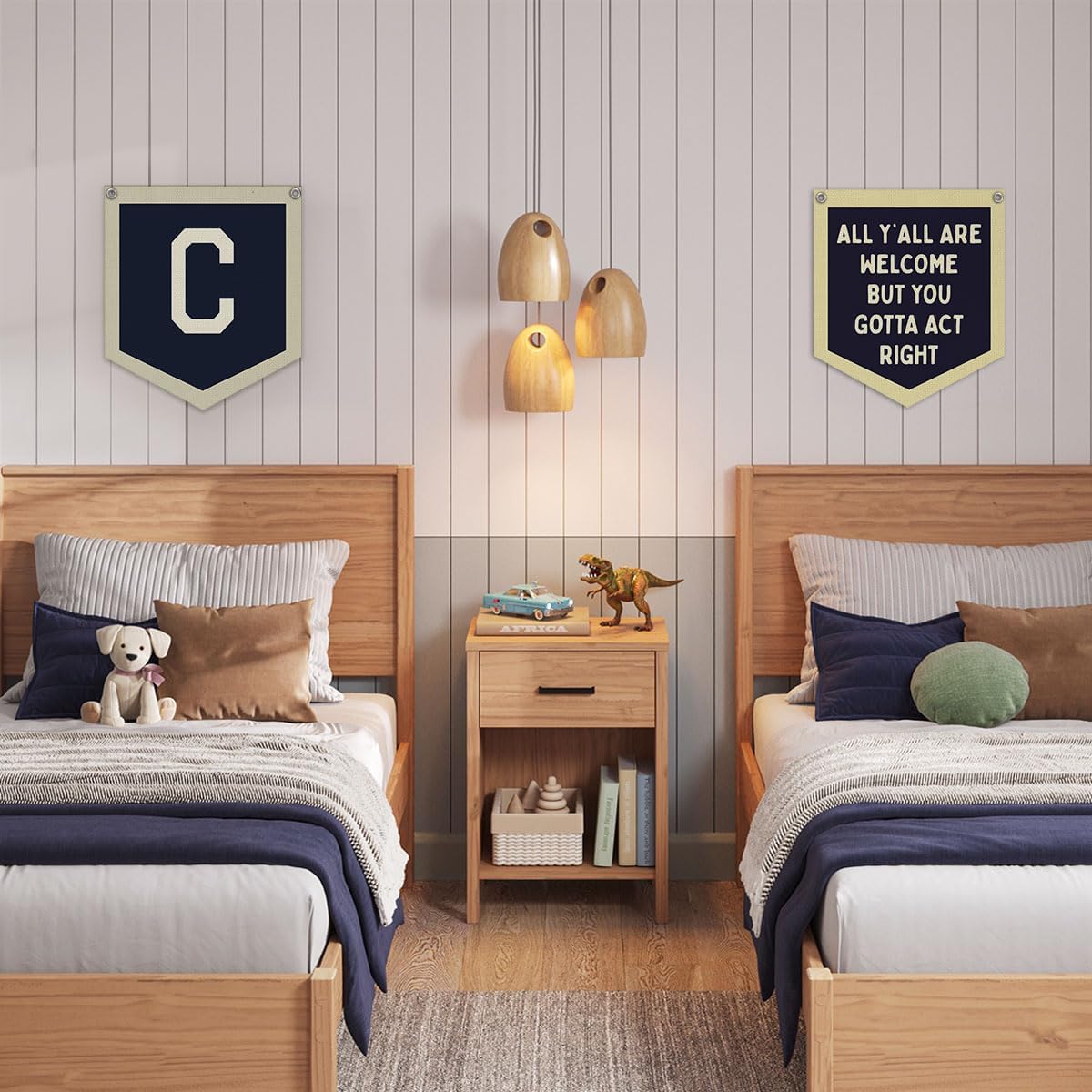 Lacama Toddler Boys Room Decor Name Pennant Flag Personalized Baby Gifts,Vintage Sports Baby Boy Nursery Wall Art,Name Sign for Toddler Bedroom Playroom Kidsroom,Baby Boy Gifts,Letter C 12x14 in - Image 5