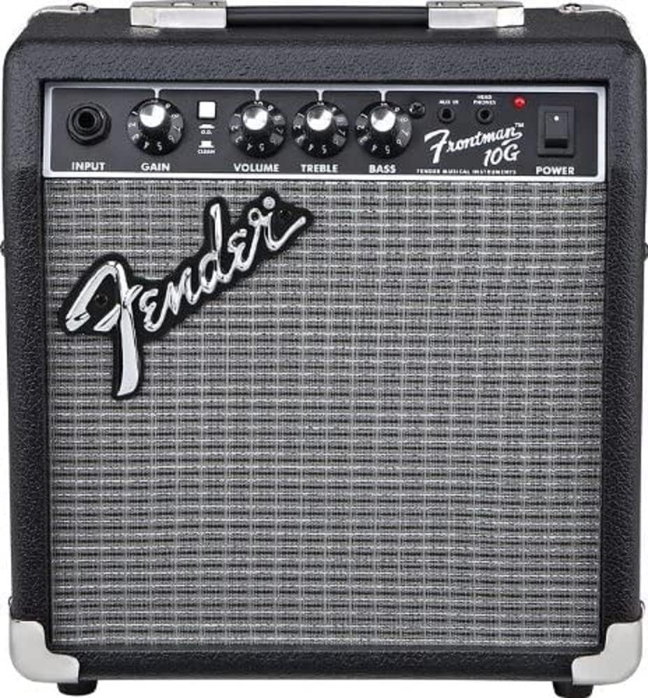 Fender Frontman 10G Combo Gitarrenverstärker & Professional Series Instrumentenkabel – 10 ft / 3 m Gerade/Abgewinkelt, 3 Meter
