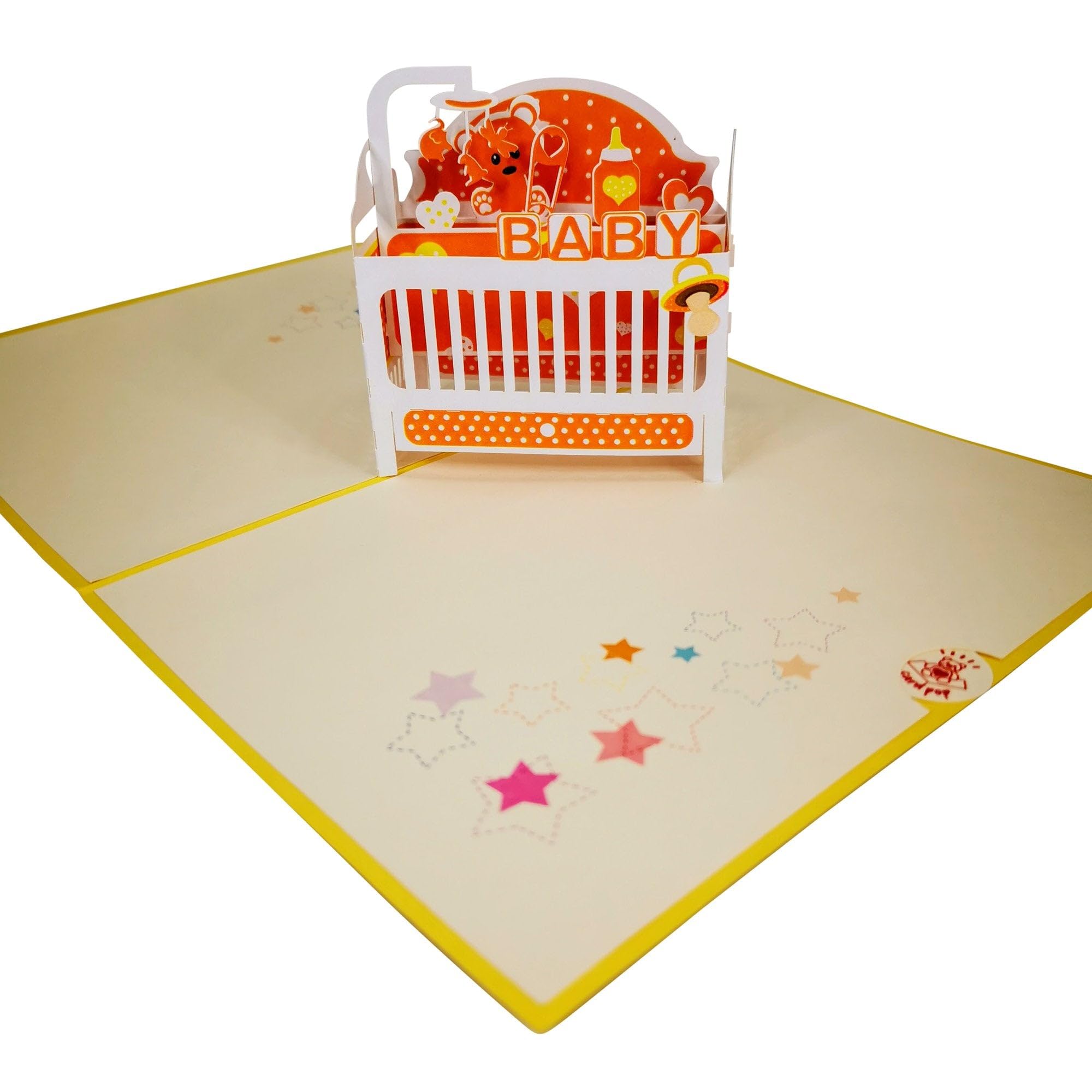 CardPop New Baby Yellow Cot Pop-Up Card - 3D Pop Up Greeting Card - Image 3