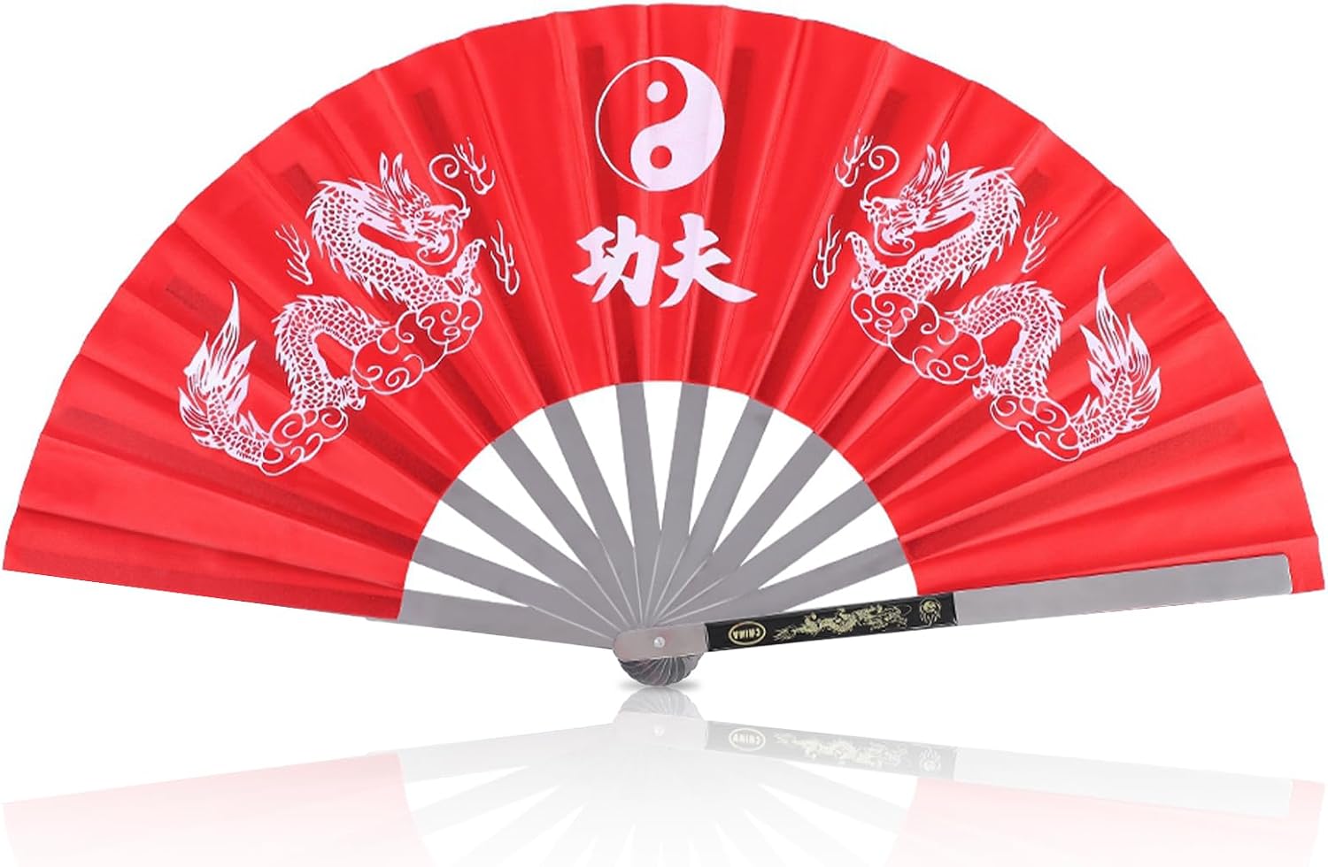 Chinese Kung Fu Tai Chi Fan Martial Arts Dance Folding Fan Stainless Steel Written Kung Fu Fan
