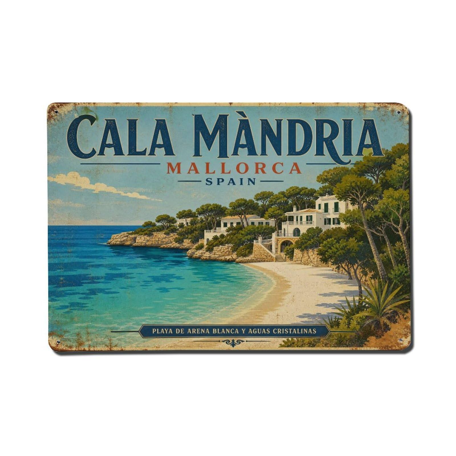 Metal Tin Sign Spain Mallorca Vintage Travel