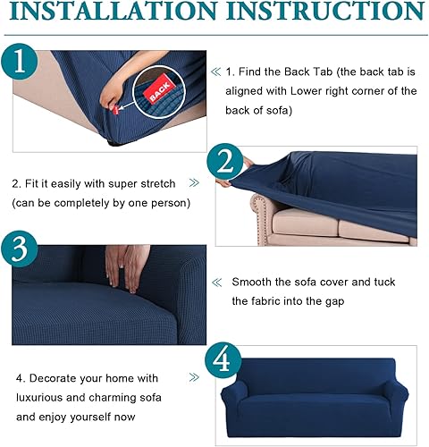 Miniatura 6 de Funda elástica para sofá de alta estirabilidad Flamingo P, funda antideslizante para sofá de 3 cojines, lavable, protector de muebles para mascotas