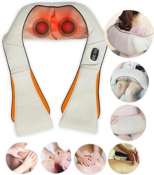 Carepeutic Deluxe Neck & Shoulder Massager with Heat and Arm Support | Deep Tissue Kneading Massager for Neck and Muscle Relaxation, HomeSpa Swedish-Style Kneading, Washable Cover, Auto-Off