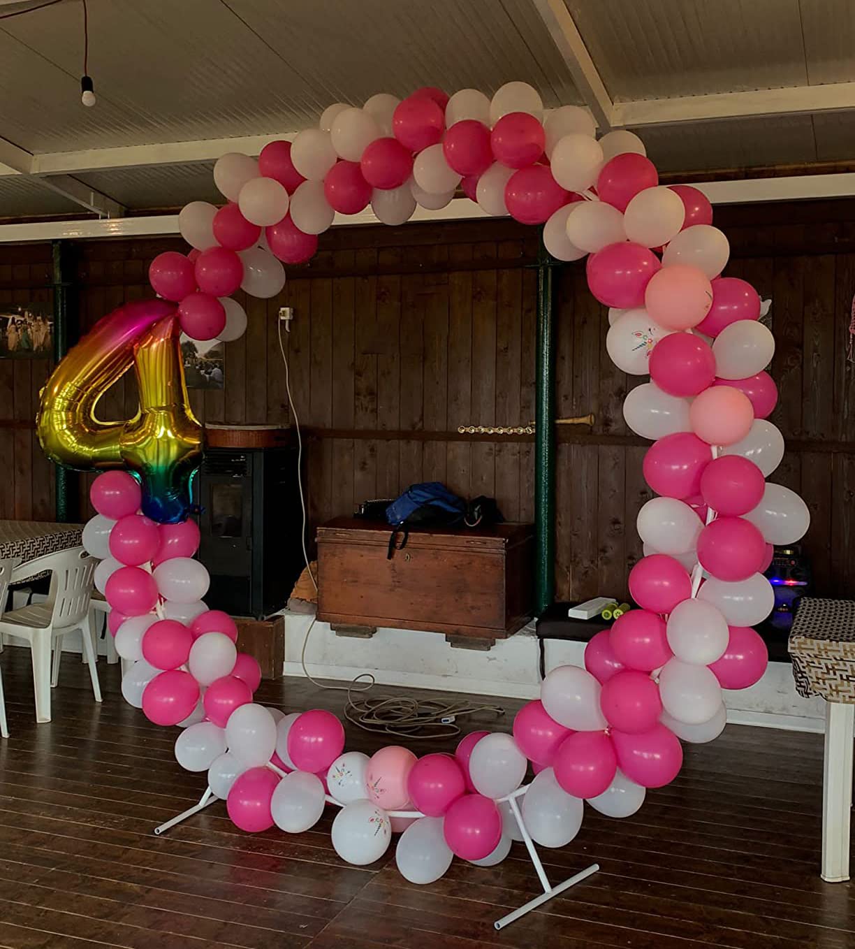 PILIN Riesiges rundes Goldmetall-Ballonbogen-Kit Abnehmbar Leicht zu tragen und wiederverwendbar Beste Dekoration for Party-Events(1.8M WEISS)
