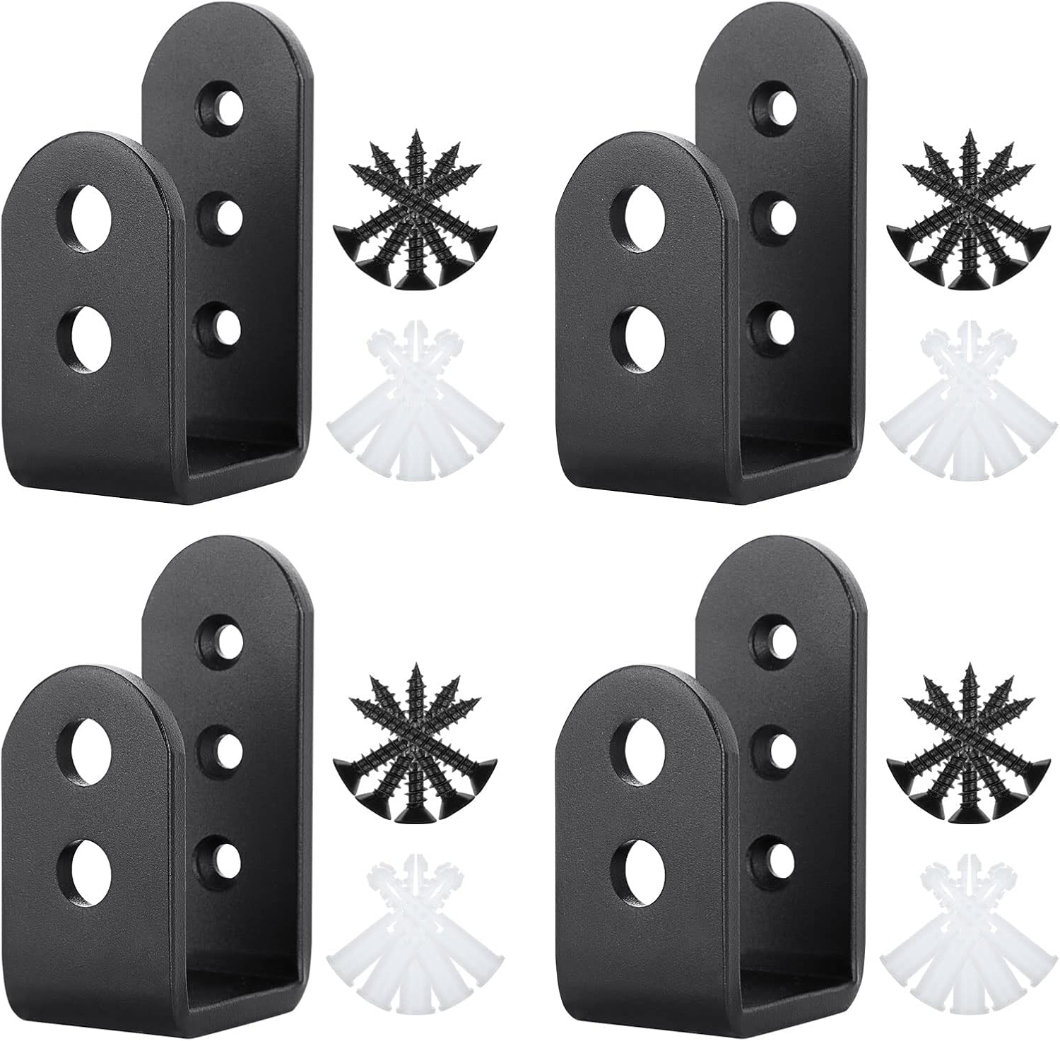 2x4 Door Barricade Brackets, Black Iron Metal U Bracket, Heavy Duty Open Bar