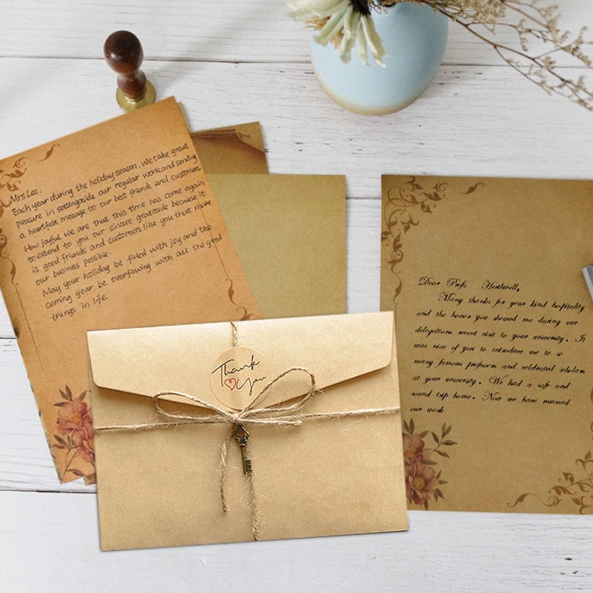 Set di carta kraft vintage 6 buste carta da lettere a righe inviti nozze biglietti auguri