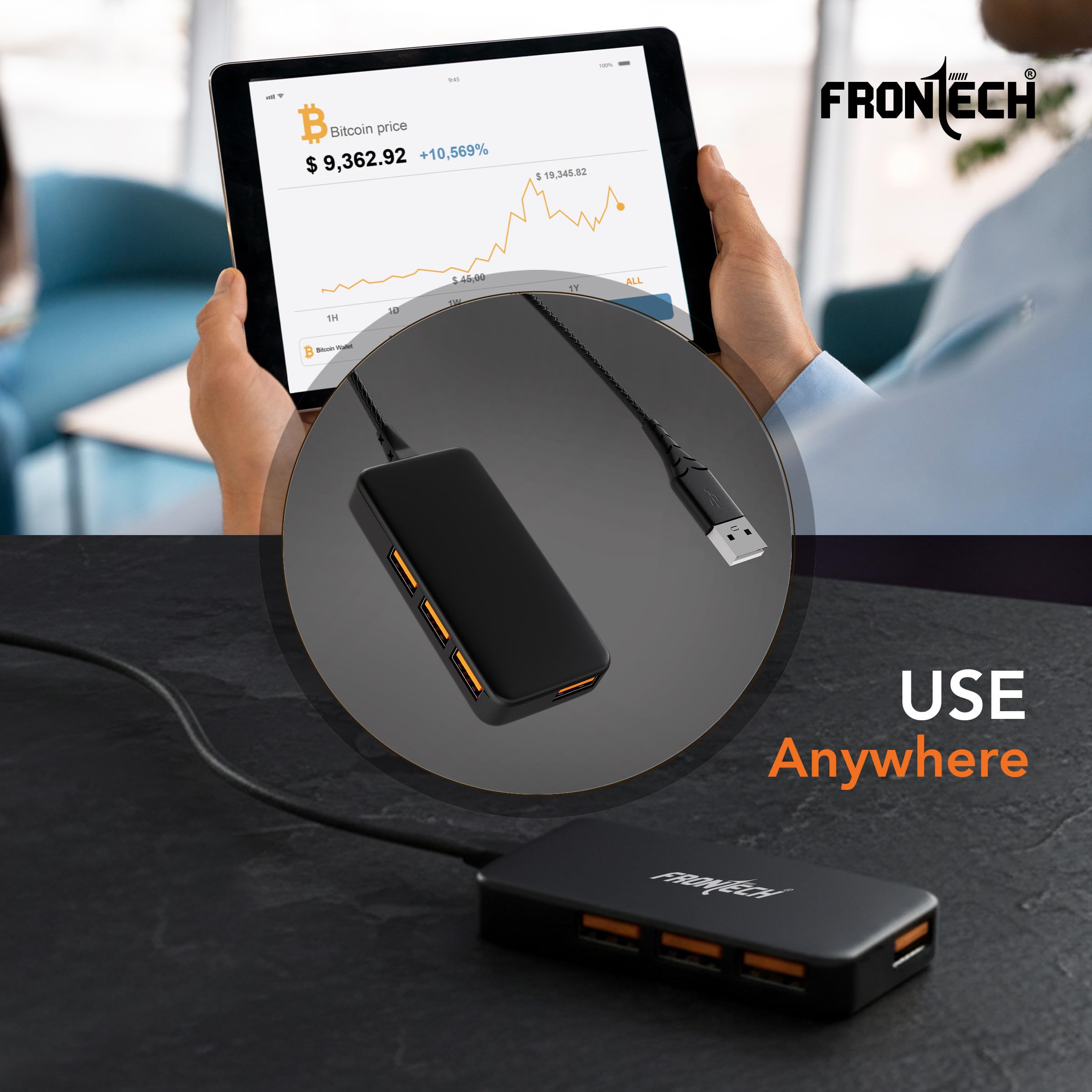 Frontech USB Hub with 4 Port, Switches & LED Indicators, Extra Power Support, 480 Mbps Speed - Each Port, Fuse Protection for PC, USB Flash Drives, Backed with 1 Year Warranty (NC-0062) — Amazon image 5