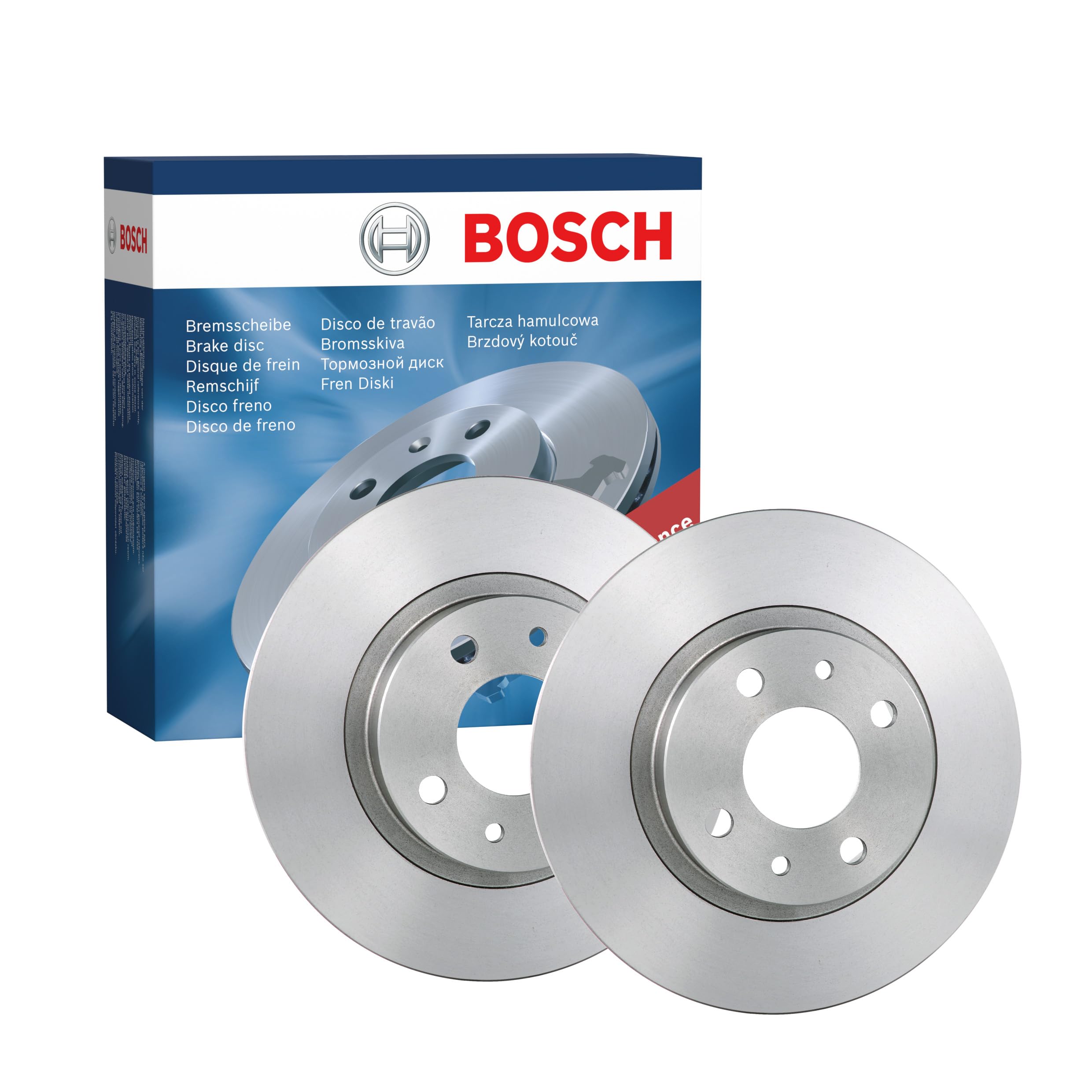 Bosch BD768 Brake Disc Set - 280 Mm Vented High-Carbon Disc - Front Axle - ECE-R90 Certified - Great Cooling And Noise Suppression, Advanced Corrosion Protected - 1 Set Of 2 Discs