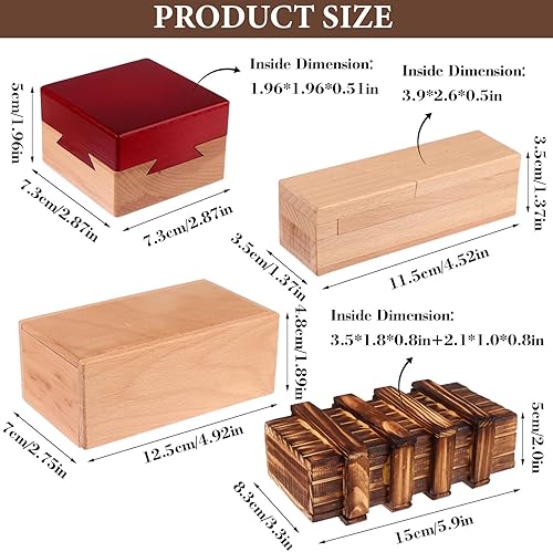 Miniatura 2 de Caja de rompecabezas de madera con compartimento oculto, caja de rompecabezas secreta 3D, cajones mágicos, caja mágica secreta, caja de madera para