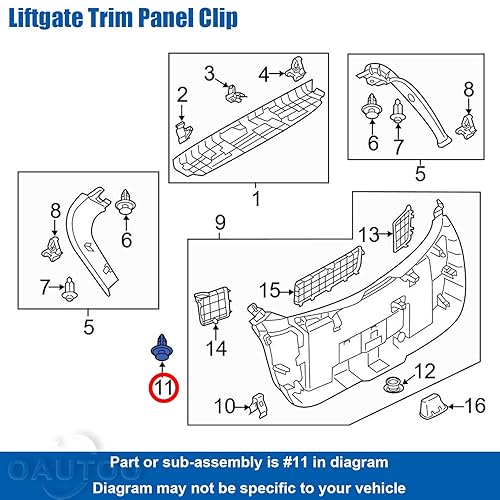 Miniatura 4 de OAUTOO 20 piezas de retenedor de cubierta de guardabarros y clip de panel de moldura para portón elevador GJ21-68-885B-02 para Mazda 2 3 5 6 626