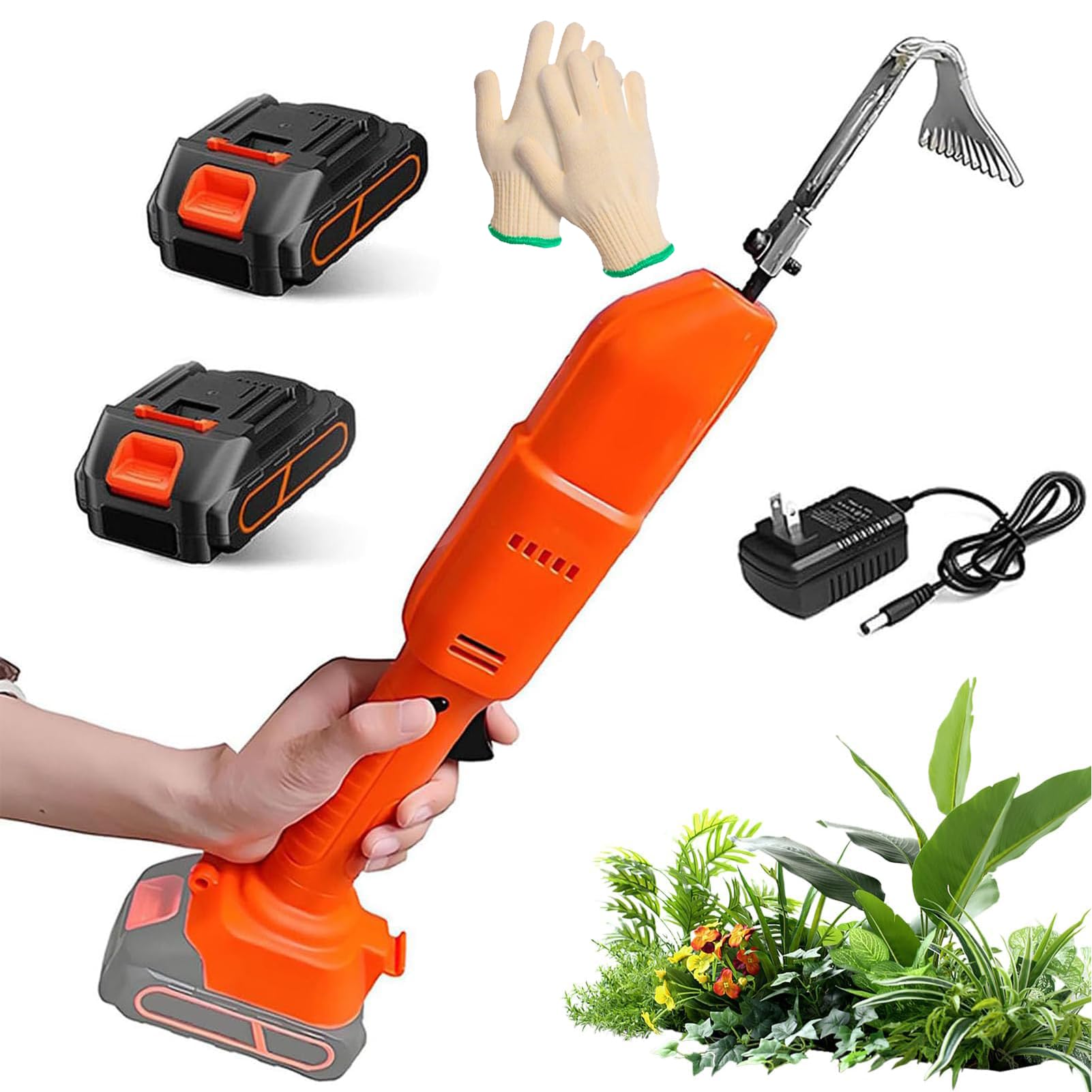 YXFAZPP Electric Handheld Mini Tiller Cultivator, Cordless Cultivator Hoe, Electric Mini Digging Hoe For In Gardens And Greenhouses without pole (without pole)