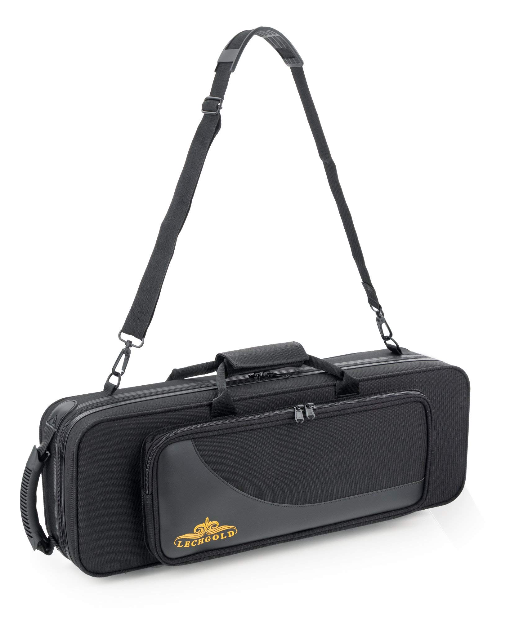 Étui Léger Lechgold pour Saxophone Soprano Droit - Lightcase pour saxophones soprano droits avec bec en S fixé - Poche extérieure - Harnais sac à dos - Compartiments séparés pour accessoires - Noir