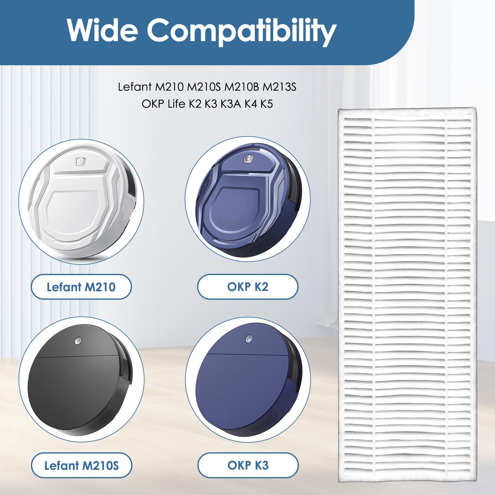 Lot De 13 Filtres De Rechange Pour Lefant M210 M210P M210S M210B M213 M213S M2 Aspirateur Pour Robot Aspirateur Okp Life Robovac K2 - Electroménager