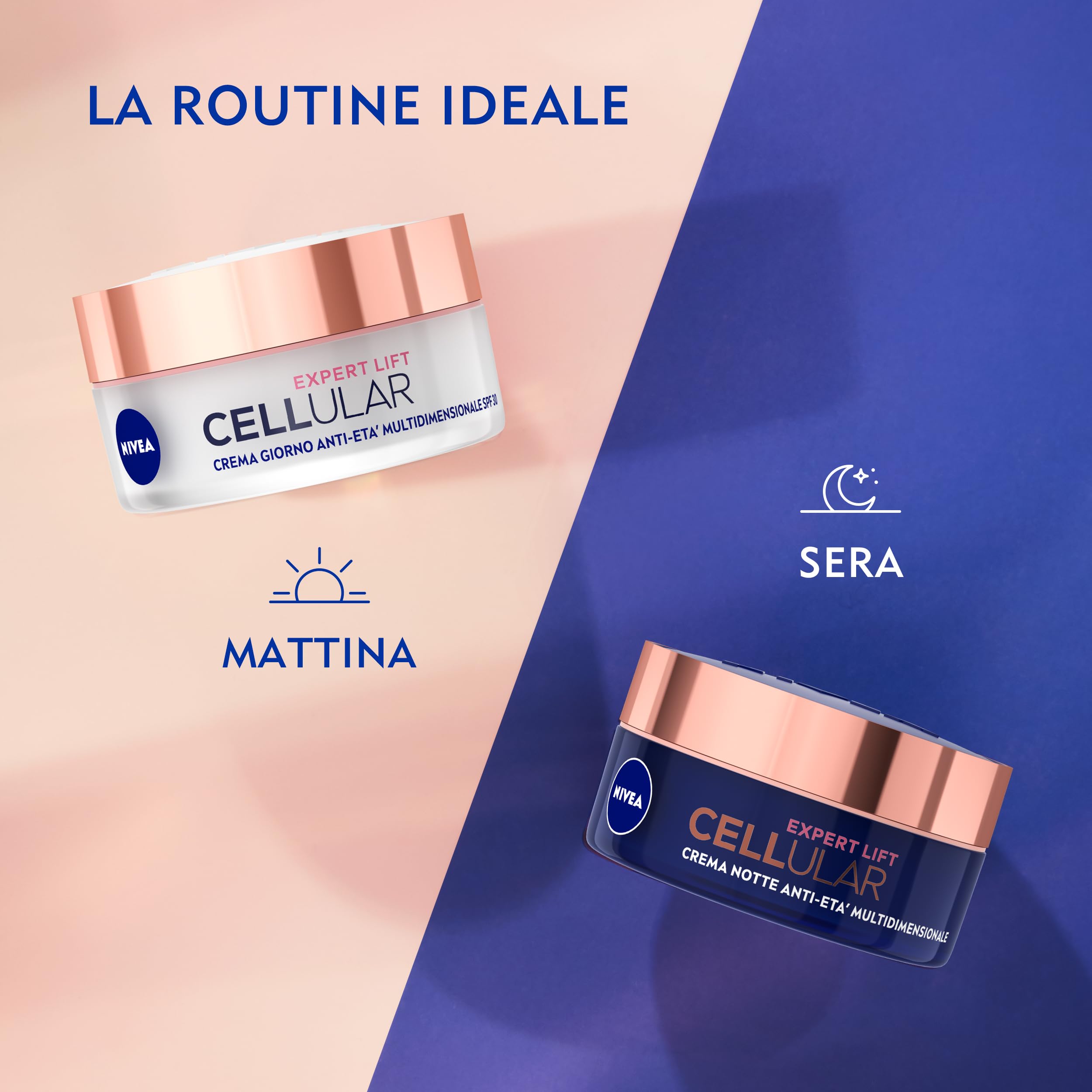 NIVEA Cellular Expert Ultimate Lift Solution, Skincare Kit completo con Siero Bakuchiol Effetto Lifting 30 ml, Crema Giorno SPF30 50 ml e Crema Notte 50 ml con Bakuchiol Puro e Acido Ialuronico