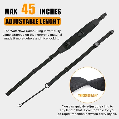 Miniatura 4 de HUNTPAL Crossbody Gun Sling wo Mounting Hardware, Hands-Free Neoprene Padded Shoulder Strap Backpack Rifle Crossbow Sling