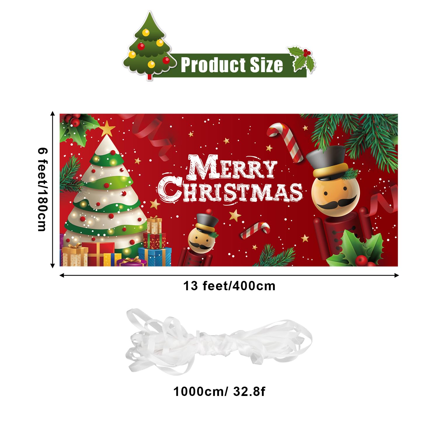 Weihnachts-Garagentor-Banner | 213x488 Cm, Rot Mit Schneeflocken