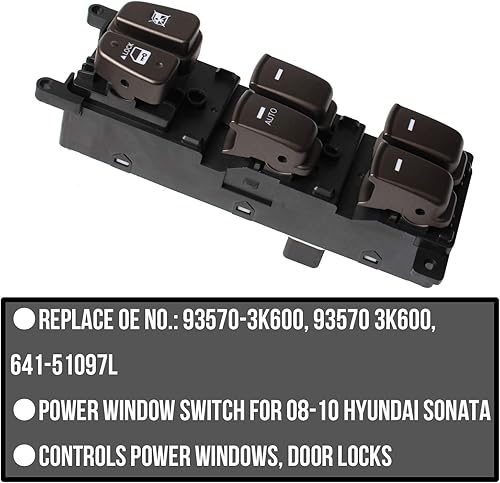 Miniatura 2 de Interruptor principal de elevalunas eléctrico para 2008 2009 2010 Hy-undai Sonata, interruptor de control del lado del conductor delantero izquierdo