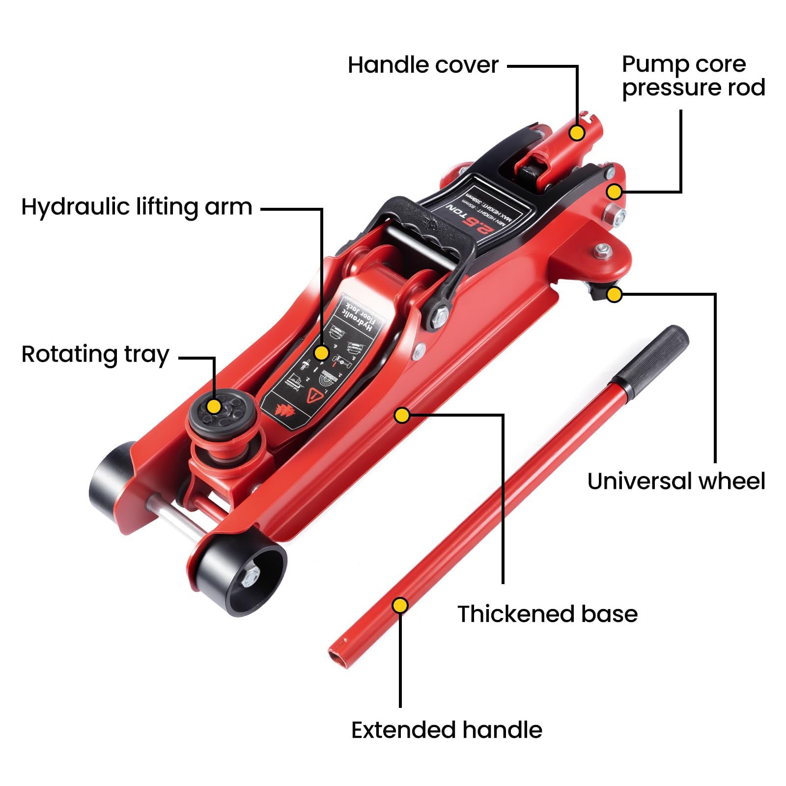 2.5 Ton Hydraulic Low Profile Floor Jack Heavy Duty Trolley Jack for Car jack Van Truck Trailer Auto Repair (Red) — view 5