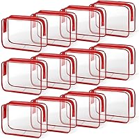 Vista 25 de TISRATOK 12 bolsas de maquillaje transparentes para mujer con cremallera, bolsa de aseo aprobada por la TSA, bolsa de cosméticos a granel para Blanco