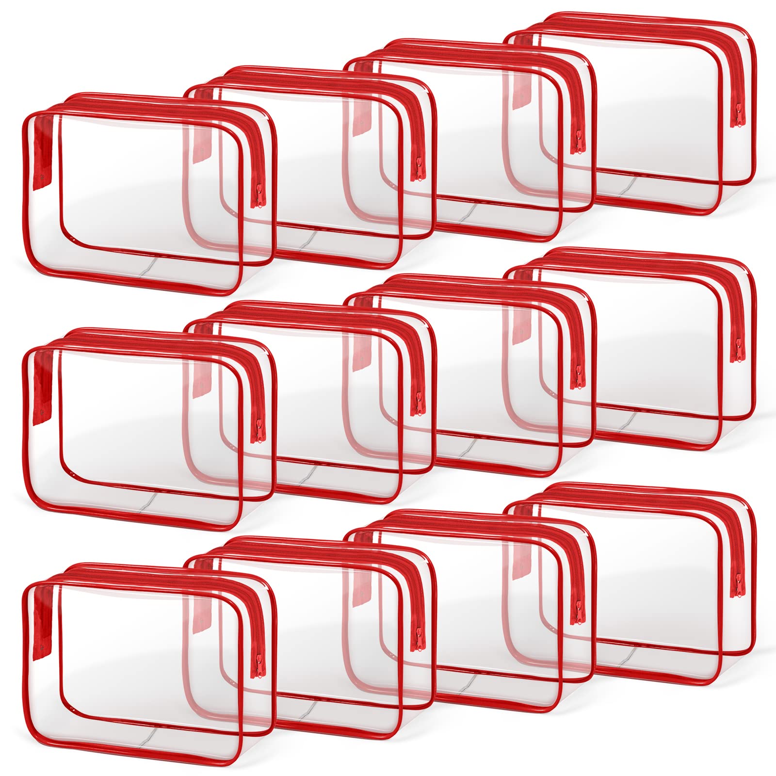 TISRATOK 12 PCS Clear Makeup Bags with Zipper, TSA Approved Toiletry Pouch