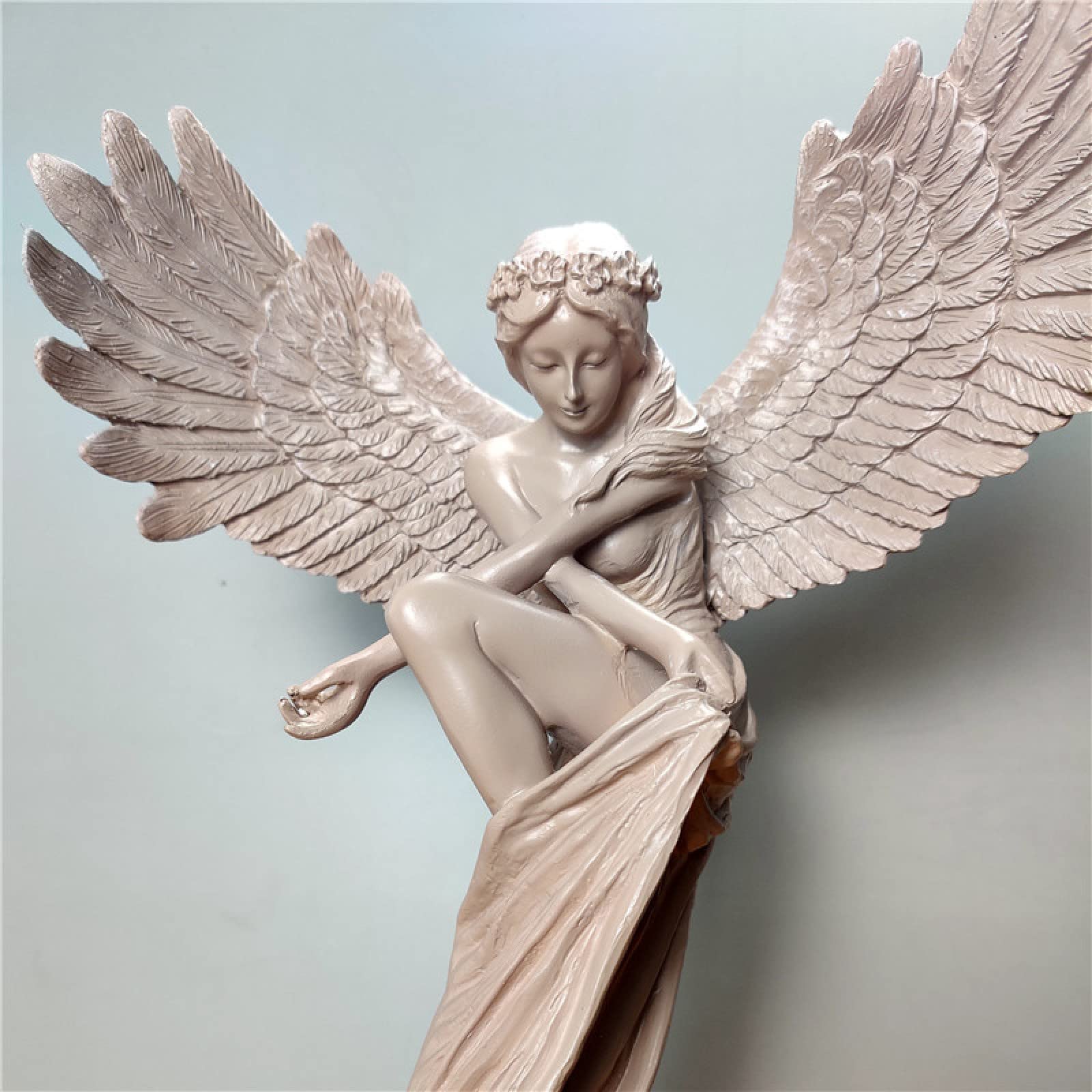 Amazon.co.jp: シンプルな彫刻 天使の羽の彫刻の像レトロな装飾の置物