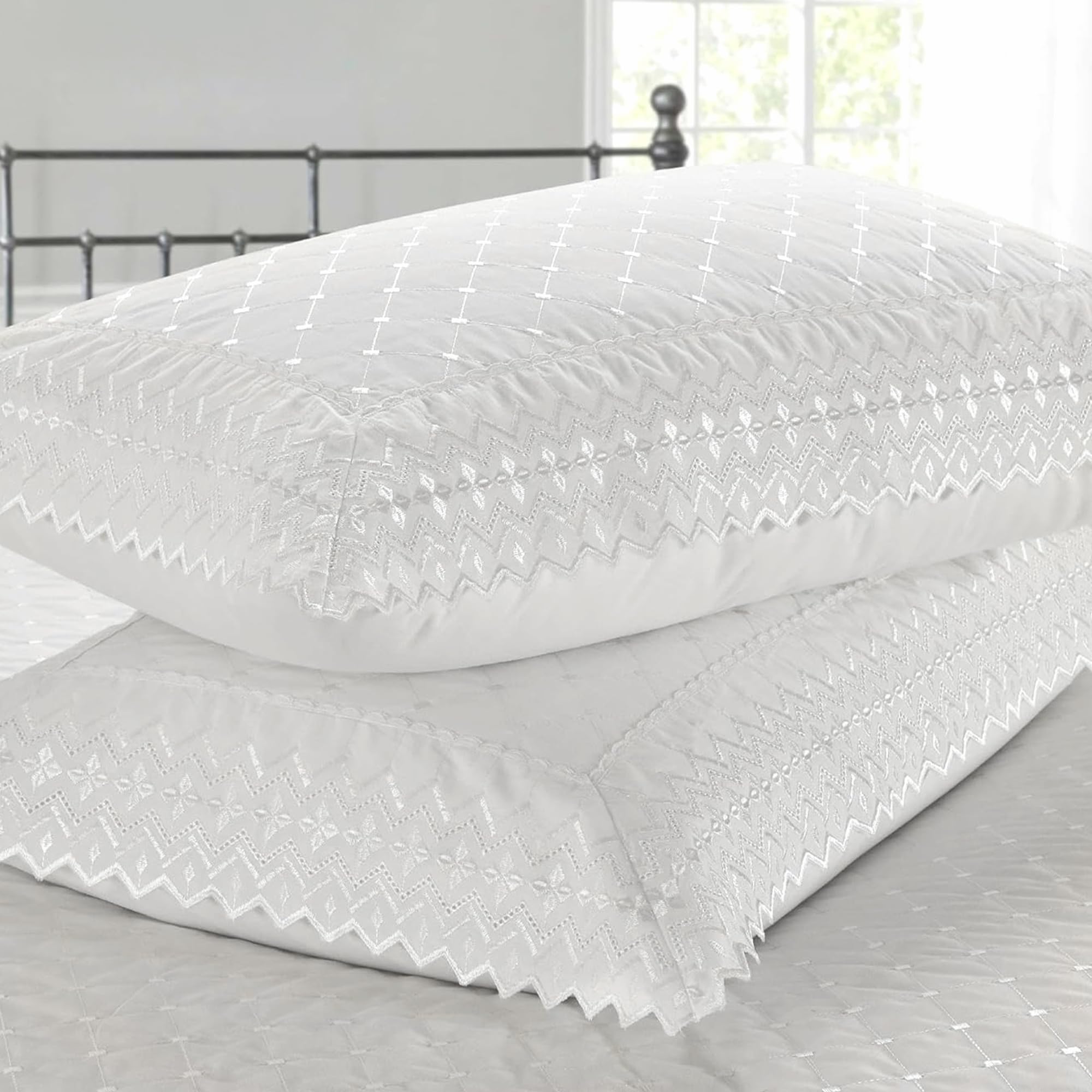 Rapport Home Richmond White Pillowcase Pair Luxury Embroidered from B&Q