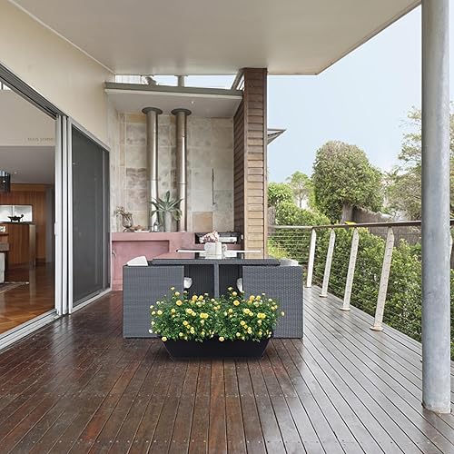 Miniatura 5 de ERINGOGO Maceta rectangular de jardín con bandeja de drenaje, maceta de plástico de 19.68 pulgadas para uso en interiores y exteriores, balcón,