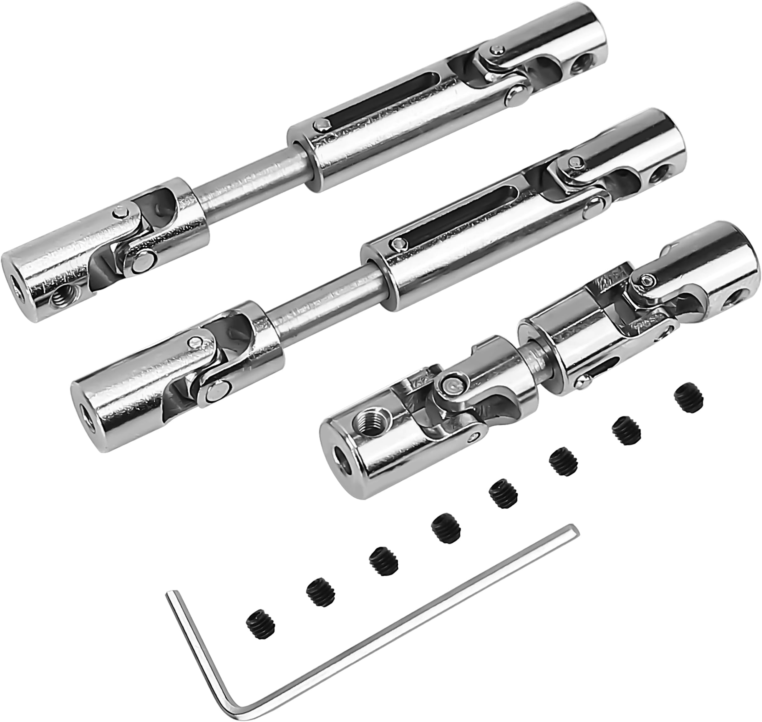3Pcs Stainless Steel RC Upgrade Universal Drive Shaft Front/Medium/Back Kit CVD Transmission Joint 57mm-71mm for WPL MN Modes B16 B36 MN77 FY004 6WD 6X6 1/16 Military Truck Crawler Car Accessories