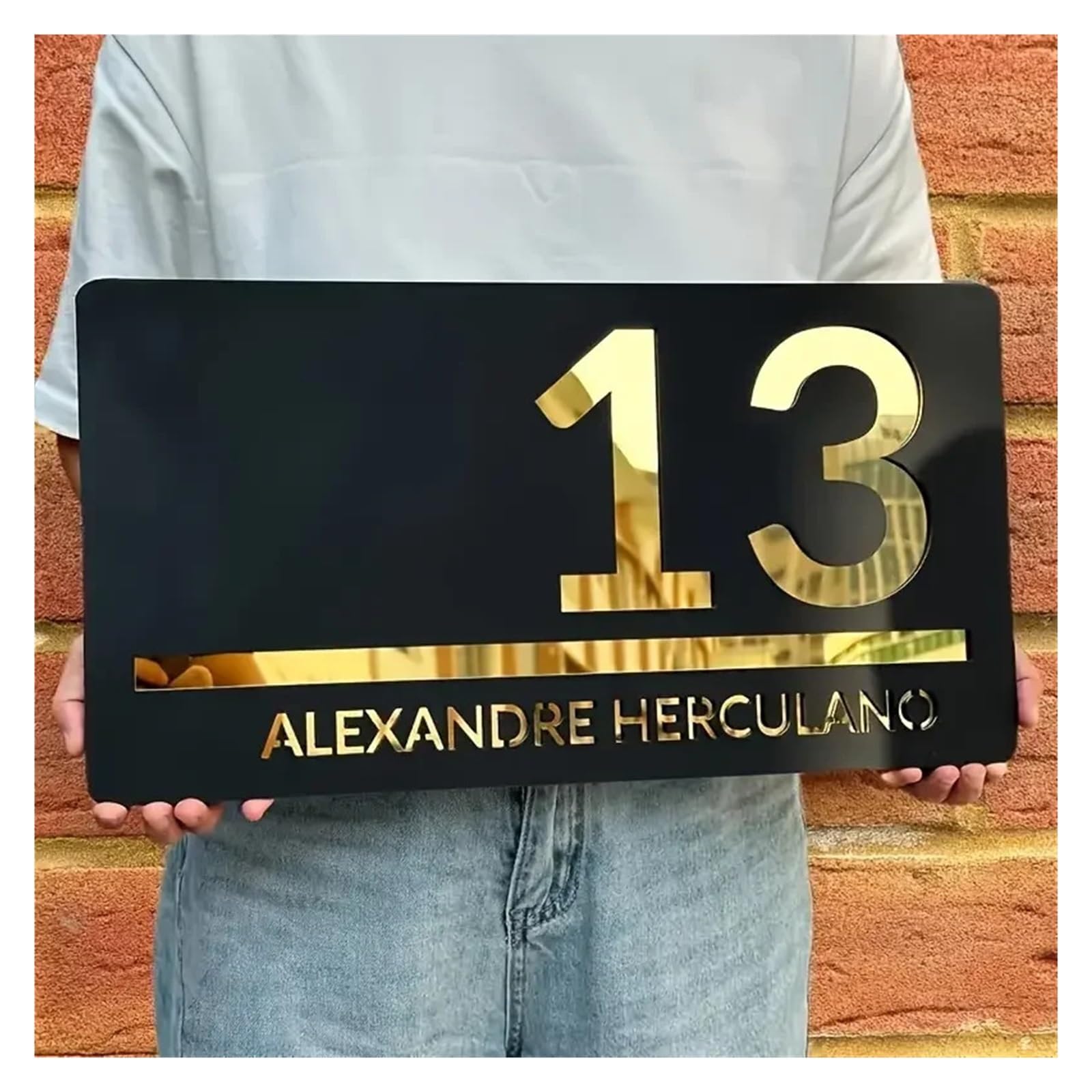 Placa De Puerta Con Número Casa, Dirección Acrílica 3D, Decoración Familiar, 1 Ud(1,14x20cm(5.5x7.9in))