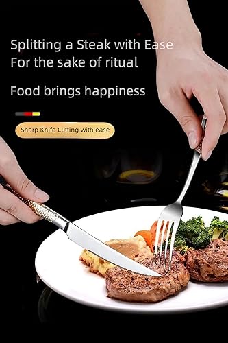 Miniatura 5 de Star Diamond - Juego de cubiertos dorados y plateados, juego de cubiertos de acero inoxidable de 24 piezas con mango pesado, caja de regalo de