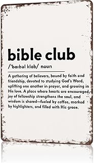 FANPOK Vintage Metal Tin Signs Bible Club Definition Wall Art Poster for Garage Office Bar Bedroom Home Living Room Decor 8X12inch