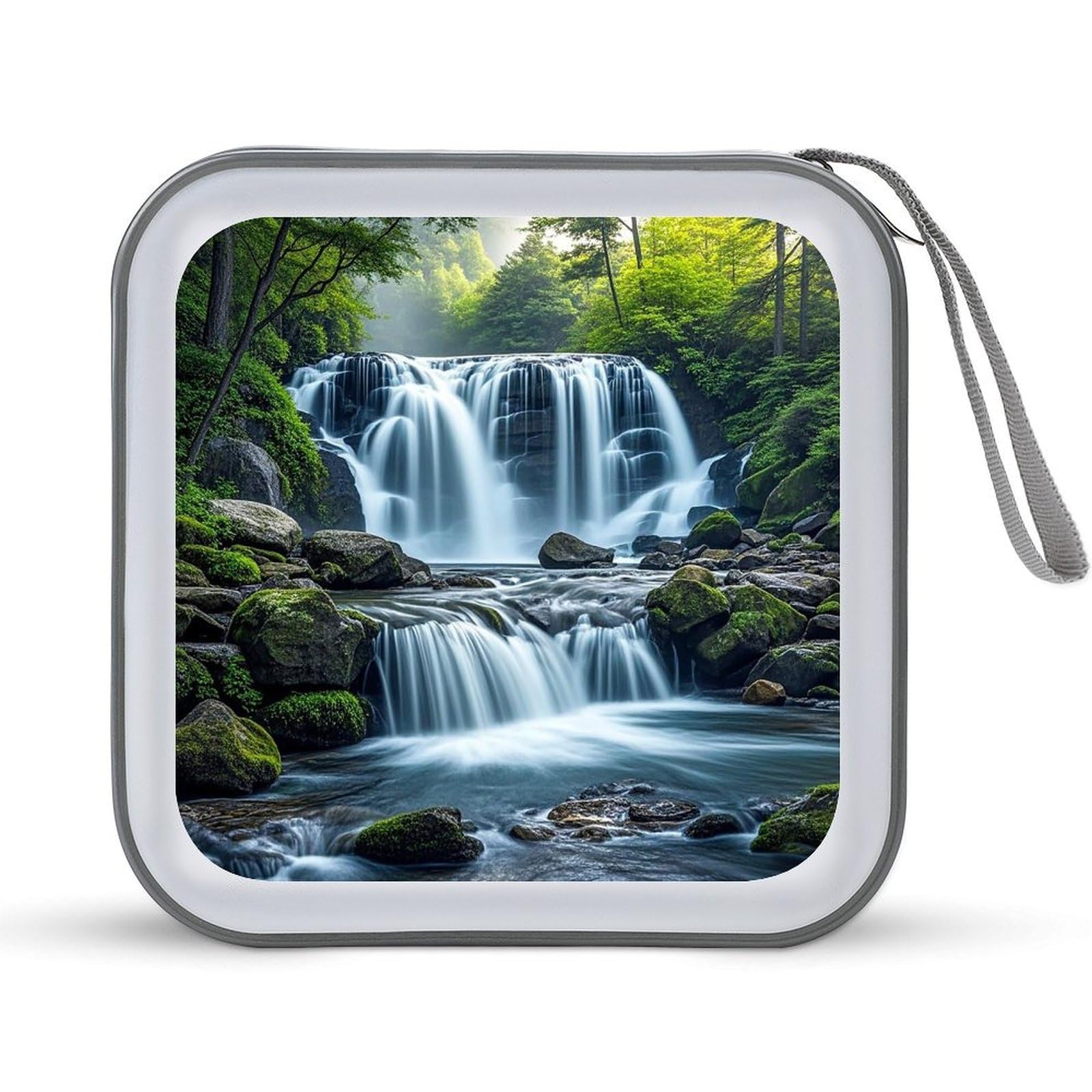 VstaDank Waterfall Flowing Down DVD Case With Zipper Portable CD Case Hardshell DVD VCD Binder Storage Box EVA Protective Blu-ray Wallet 40 Capacity CD Wallet Movie Music Media Disc Wallets