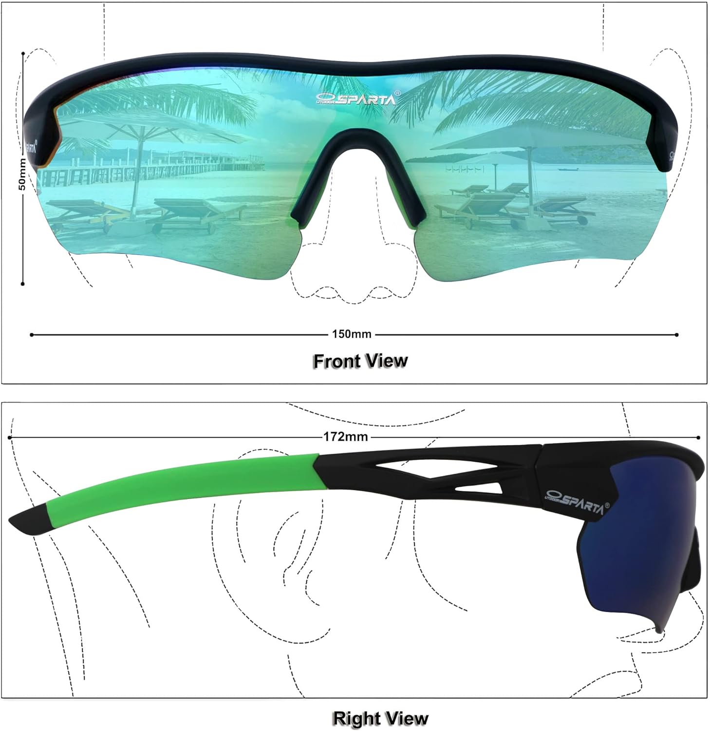 OUTDOOR SPARTA Polarized Sports Sunglasses Cycling Glasses With 5 Interchangeable Lenses Driving Shades For Men & Women - Image 5