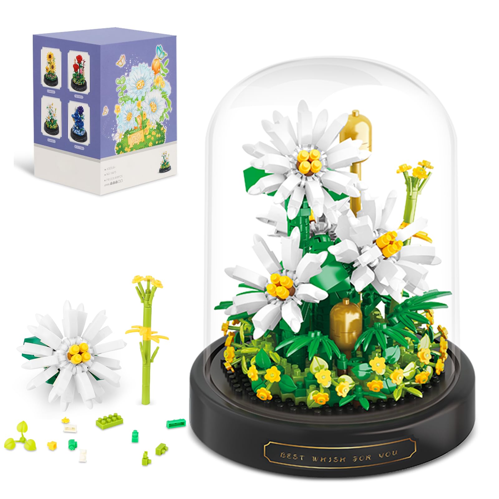 Amazon.com: QLT QIAOLETONG Flower Bouquet Building Set, 490 PCS