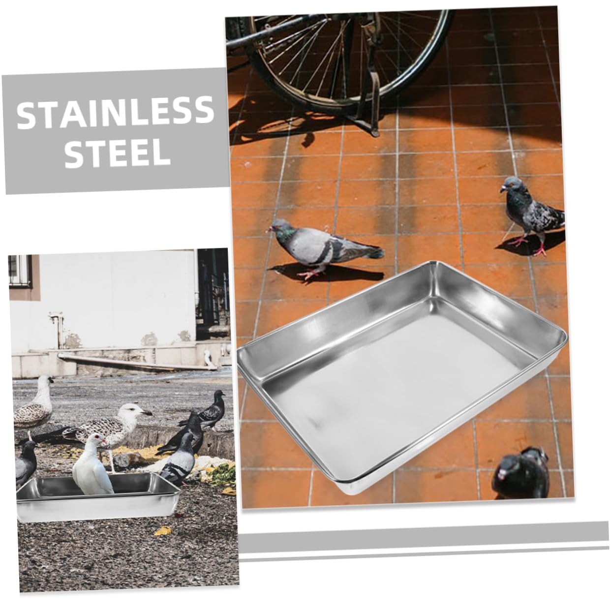 Vogeltränke Edelstahl mit Glatten Kanten Tiefer Edelstahl Badeschale für Vögel und Tauben Geeignet als Vogelkäfig Badewanne Zubehör zum Baden und Reinigen