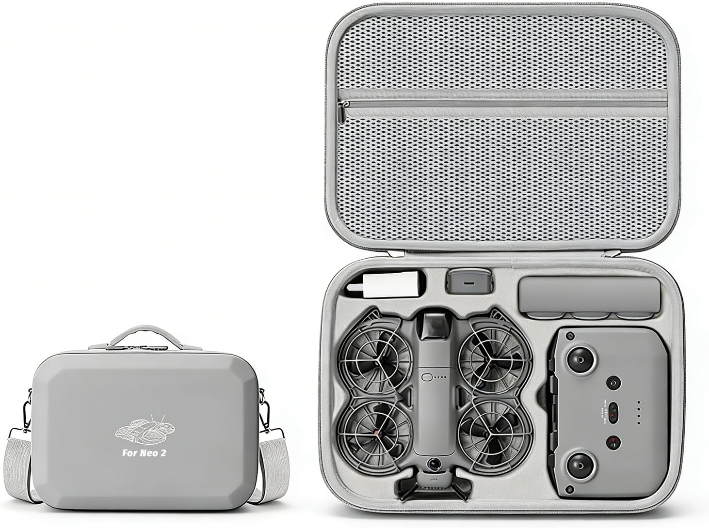 Carrying Case for DJI Neo 2, Portable Shoulder Bag Trave case Compatible for DJI Neo 2 Drone, Fly More Combo, RC-N3/RC-N Remote Controller, battery,charger plug and Accessories (PU Leather Case Only)