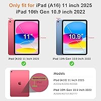 Vista 2 de DTTO Funda para iPad (A16) de 11ª generación de 11 pulgadas 2025, funda para iPad de 10.9 pulgadas 2022, funda de cuero prémium con soporte para Rojo